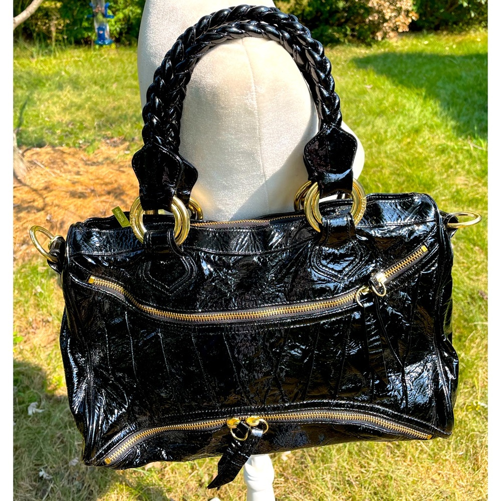 Treesje’s Rare Black Glazed Leather Sample Shoulder Bag